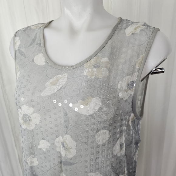 Giorgio Armani Le Collezioni sheer sequin floral print sleeveless top size 12 - Picture 2 of 8